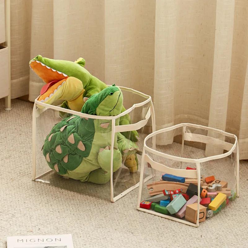 Cesto portaoggetti trasparente per bambini, grande, borsa portaoggetti, grande capacità, cesto portaoggetti multifunzionale per la casa