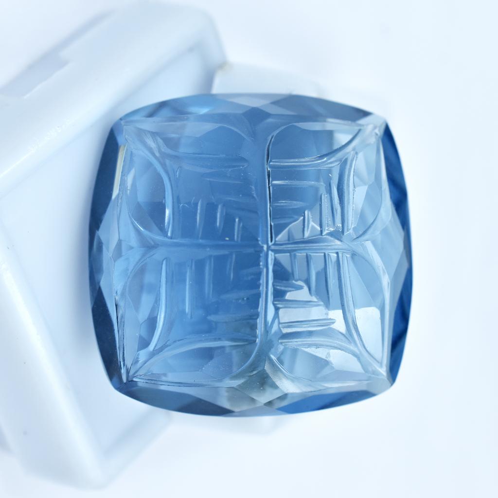 Natural Blue Topaz Loose Gemstone Square Cushion Cut 51.10 Ct for Jewelry Making and Gem Collections