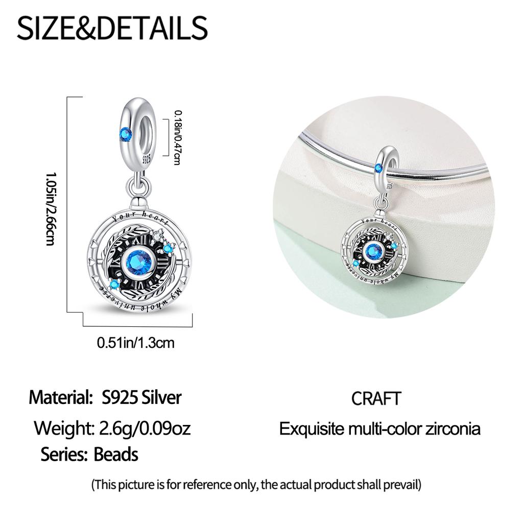 Copper Poker Alarm Clock Charms Colored Zircon Camera Beads Pendant Fit Brand Bracelet Diy Birthday Jewelry Gift