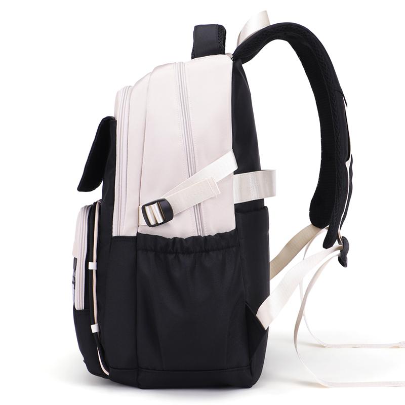 Men Contrast Backpack Large Capacity Student Schoolbag Women Travel Backpack