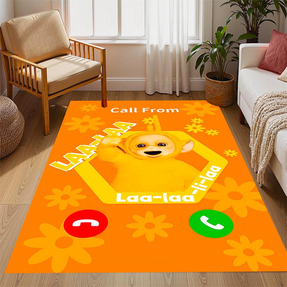 Teletubbies Scooter Adventure Themed Anti-Slip Rugs - Polyester Home Decor, Suitable for Bedrooms, Living Rooms, Doorways, Studios, and Decorations