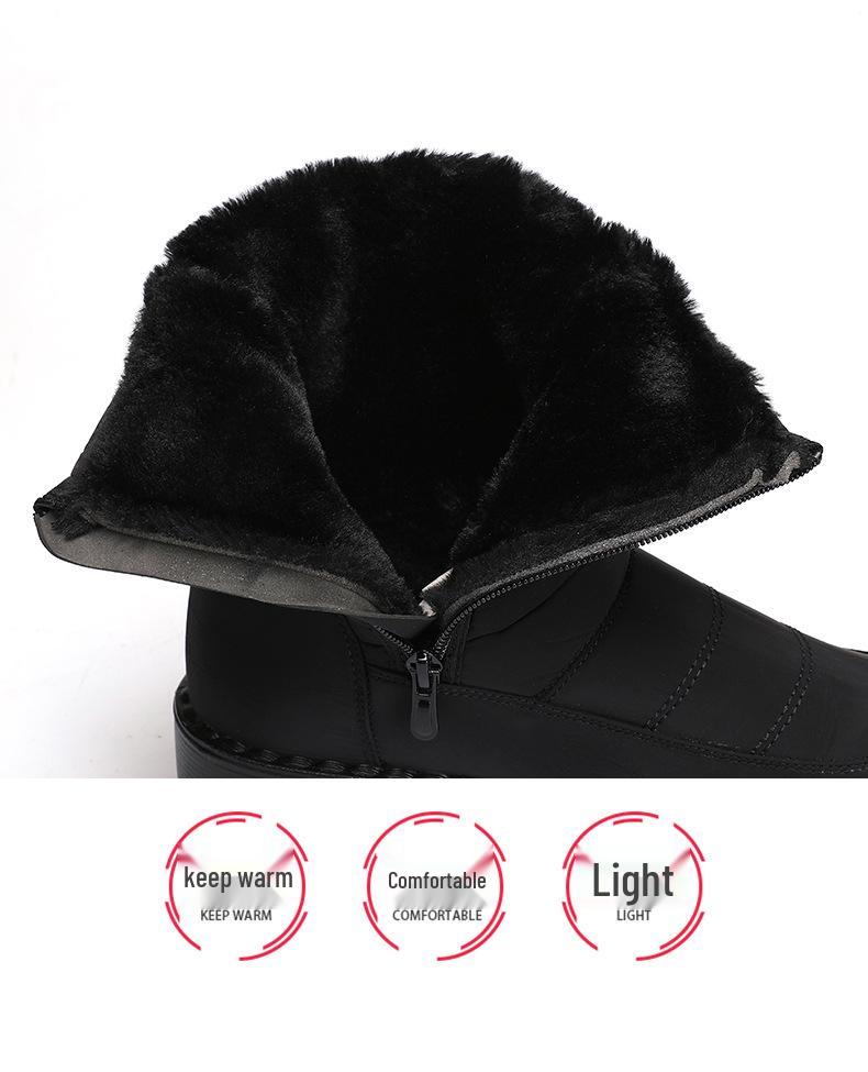 Women's Winter Fleece-Lined Long Snow Boots - Cotton, Polyurethane, Warm and Thickened for Outdoor Sports