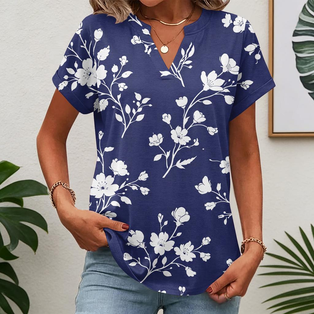 Tops para Mujer Camiseta de Manga Corta Camisas de Verano con Cuello en V Blusas de Trabajo Túnica de Negocios