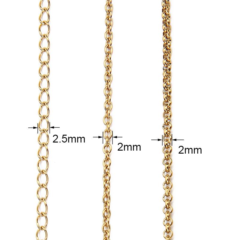 2 5 meters PVD Never Fade Stainless Steel Link Chains Bulk Extension Chains Necklace Lot for Bracelet Supplies Jewelry Making