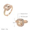 Luxury  Rose Gold Wedding Bride Ring Micro Wax Inlay Natural Zircon Square Rings For Women Fashion Fine Jewelry