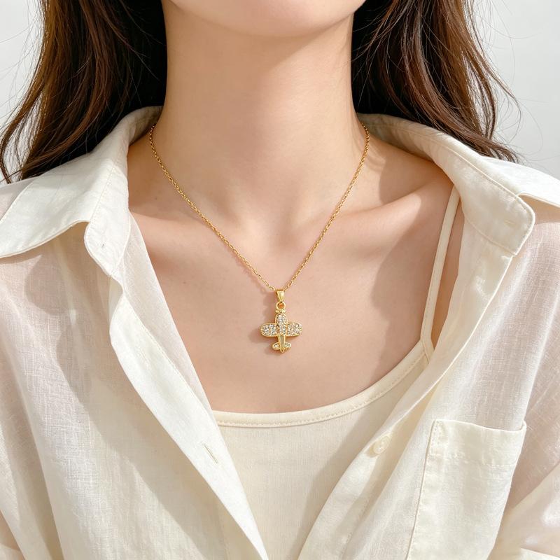 Women s Versatile Collarbone Airplane Light Luxury Necklace J104