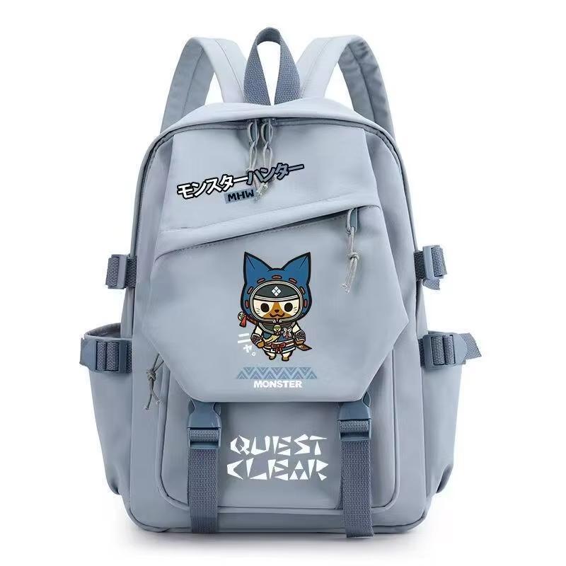 Wersja Q Monster Hunter Mężczyźni Kobiety Plecak Długi Miecz Felyne Diablos Rathalos Kreskówka Uczeń Plecak Szkolny Japońska Anime Plecak na co dzień