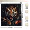 4Pcs Set Tigerthemed Print Shower Curtain Set with Non-Slip Bath Mat, Toilet Lid Cover, Contour Rug & 12 Hooks, Bathroom Decor