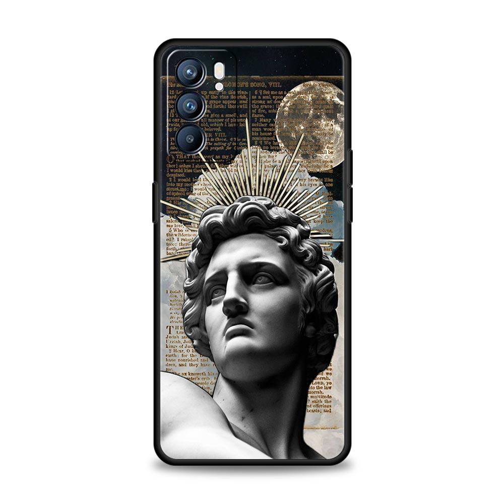 Fashion Ancient Greek Statues Phone Case For Oppo A17 A31 A54 A57 A78 A79 A98 Find X5 X6 Reno 6 7 8 10 11 12 13 F Pro Soft TPU