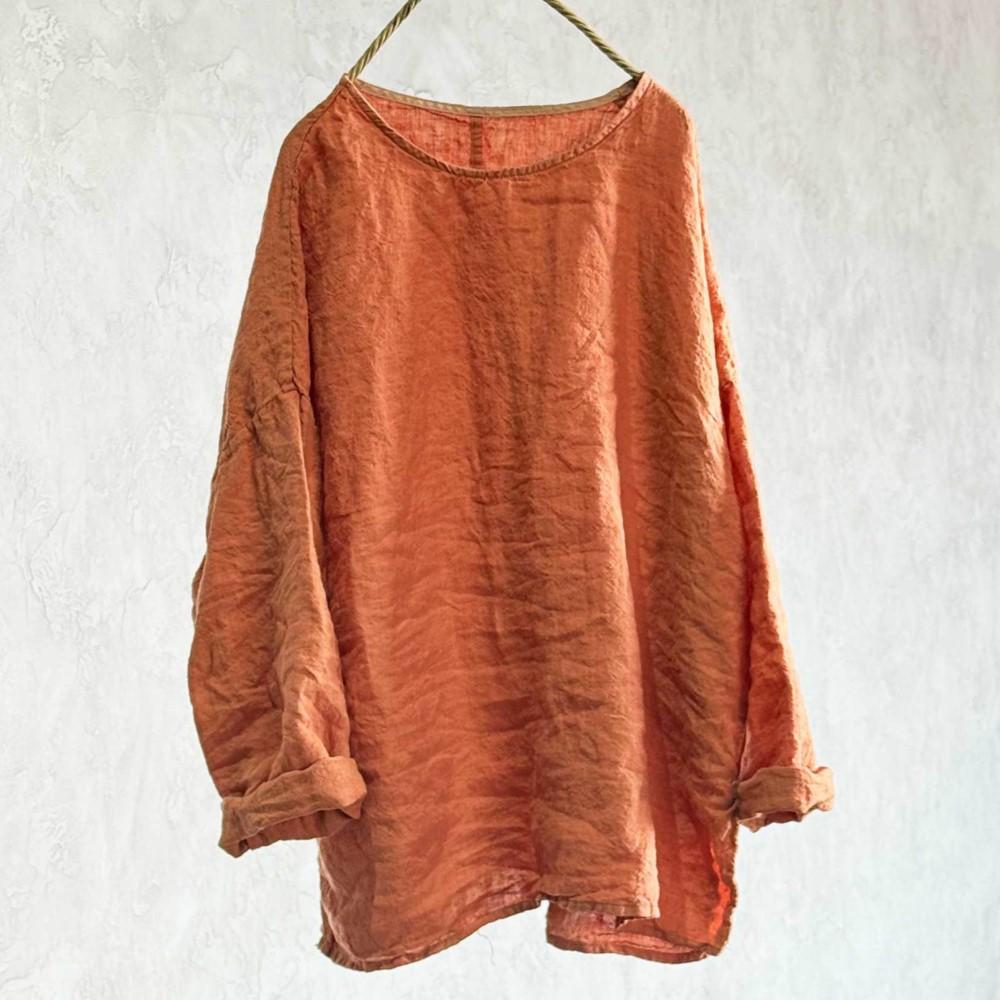 Johnature Women T-Shirts Vintage Spring Chinese Style Solid Color Long Sleeve O-Neck Loose Female T-Shirts