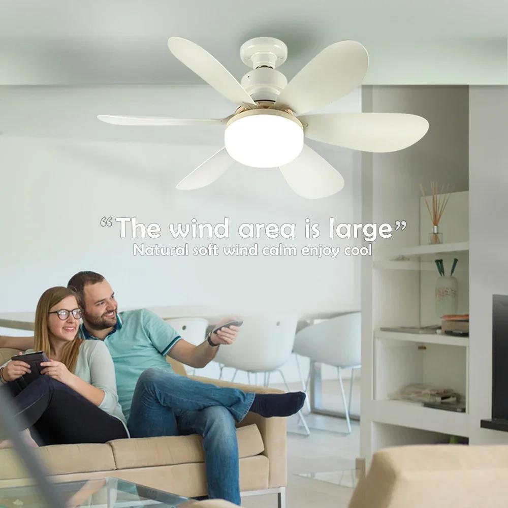 E26 E27 Base Home-use LED Ceiling Fan Light Wireless Remote Smart Fan Light 42cm 52cm Ceiling Fan for Room Office Study Kitchen