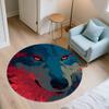 Roaring Wolf,Round Area Rug,Carpet Rug for Living Room Bedroom Sofa Playroom Decor,Non-slip Floor Mat
