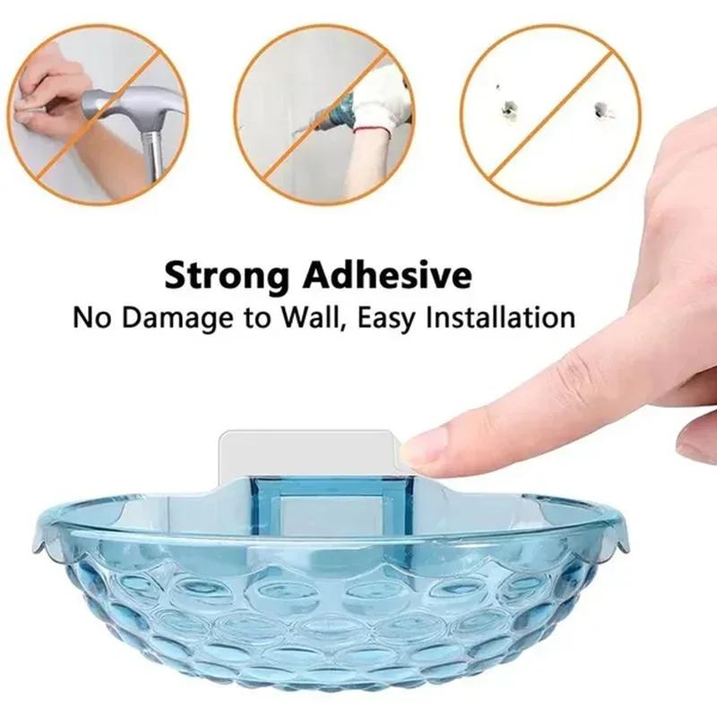 1 Pc Sink Adhesive Soap Holder Soap Dishes Sponge Container with Wall Hook for Shower Kitchen Bathroom Accessories