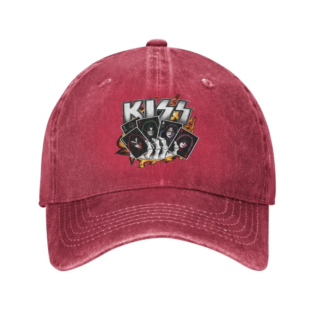Rock Kiss Band Unisex Stil Baseballkappen Used-Look Baumwollmützen Kappe Lässig Outdoor Workouts Geschenk Snapback Kappe