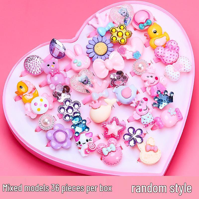 Kids' Faux Diamond Crystal Cartoon Gem Ring Set - Kindergarten Gift