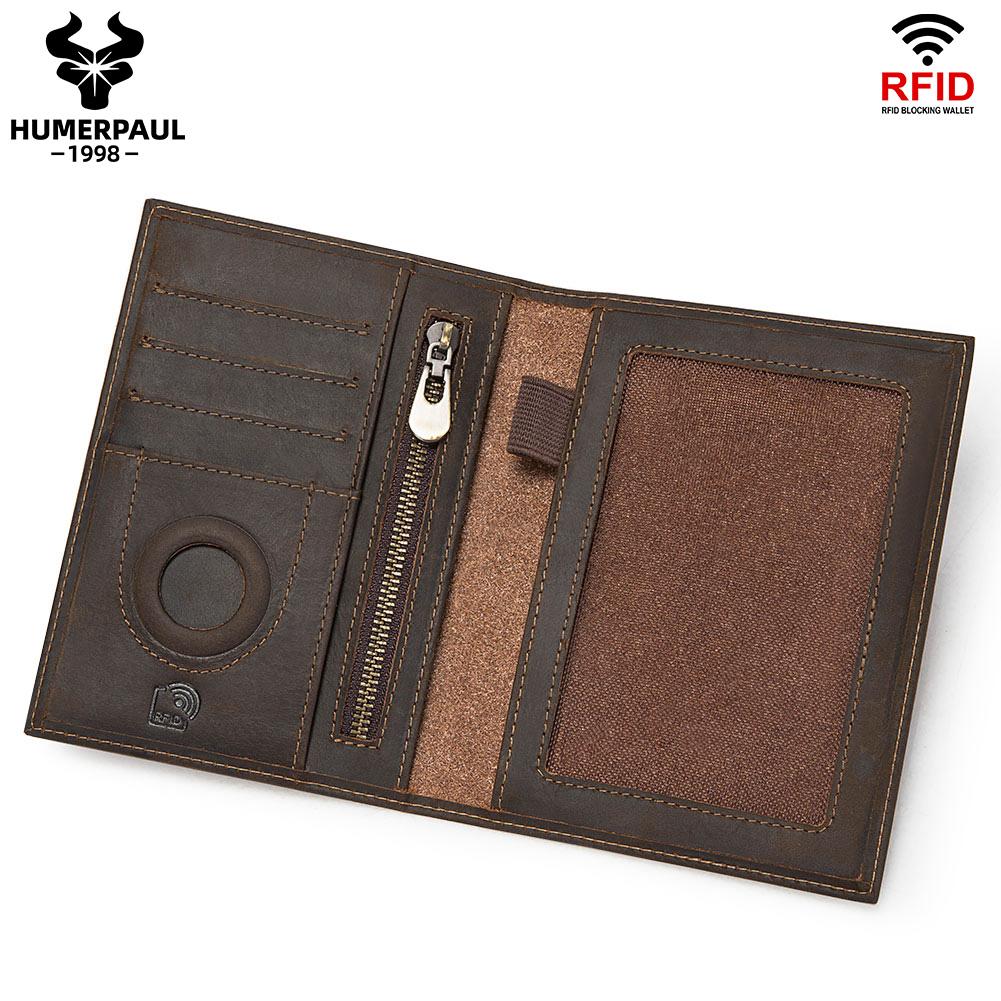 Humerpaul Leather Passport Bag  Large-capacity Multi-shot Function Coin Purse