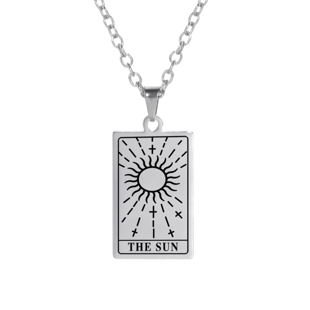 Cazador Tarot Cards Necklace The Star World Fortune SUN Moon Tarot Neck Chain Stainless Steel Vintage Punk Jewelry for Women Men