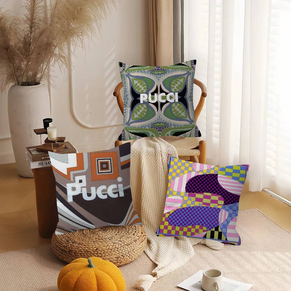 E-Emilio P-Pucci Logo Fashion  Cushion Cover Inches Farmhouse Decor Home Throw Pillow Covers for Couch Decorations