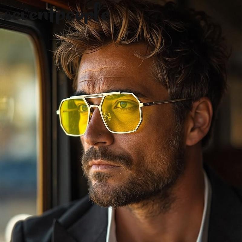 Steampunk Metal Square Sunglasses Men  Luxury Brand Vintage Double Beam Driving Sunglass Trendy Punk Shades For Male UV400