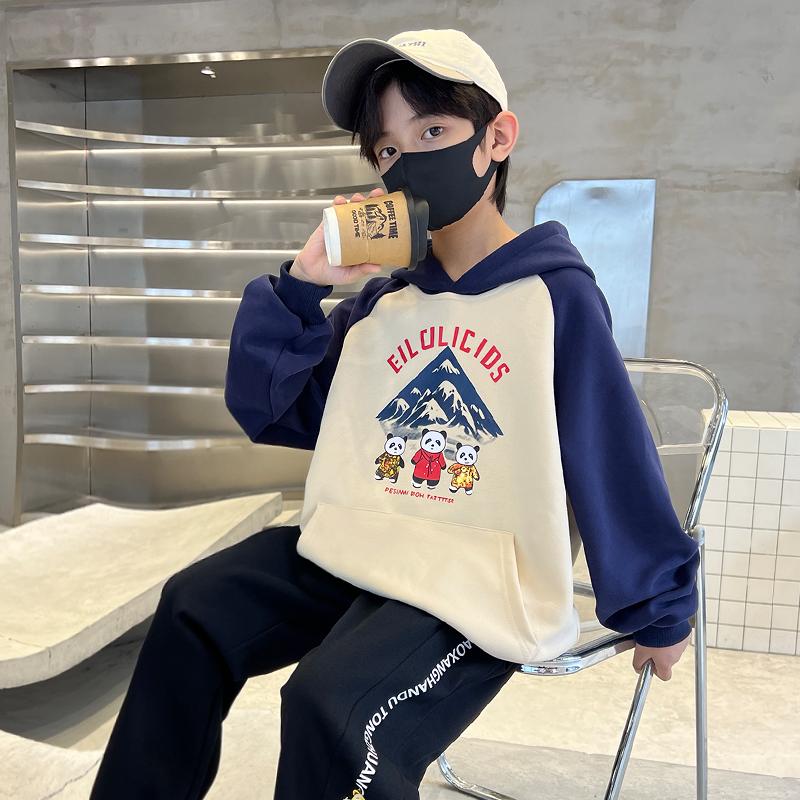 Boys' hoodie, spring and autumn hooded, children's boys' trendy coat, Korean version sports loose and trendy casual clothes top