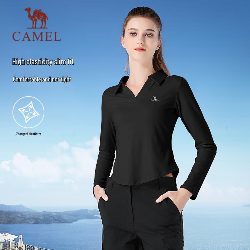 CAMEL Women s Slim-fit V-neck Long Sleeve Knit Top M