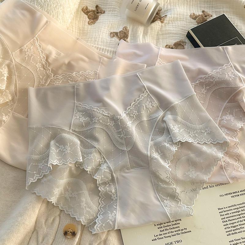 Big Size Lady Sexy Lace Edge Lift Hip Breathable High Waist Pure Desire Wind Underwear