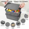 Storage Basket with Lid Set of 6 Plastic Storage Bins for Playroom Items, Closet Shelves, Bedroom and Sundry Storage