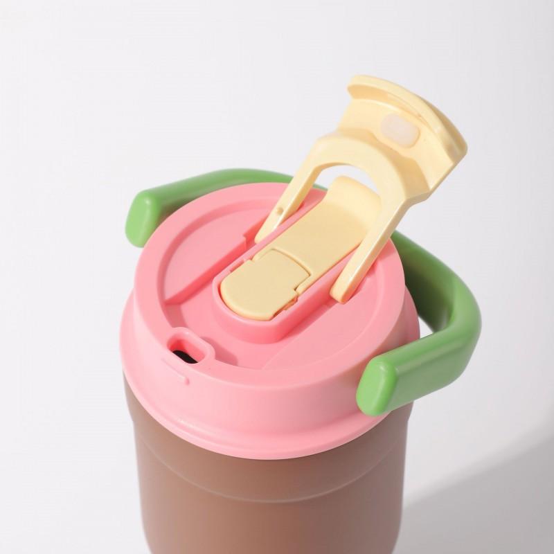 Stainless Steel Vacuum Insulated Travel Mug With Handle Dual-Drink Straw Lid 700ml Outdoor Office Car Use