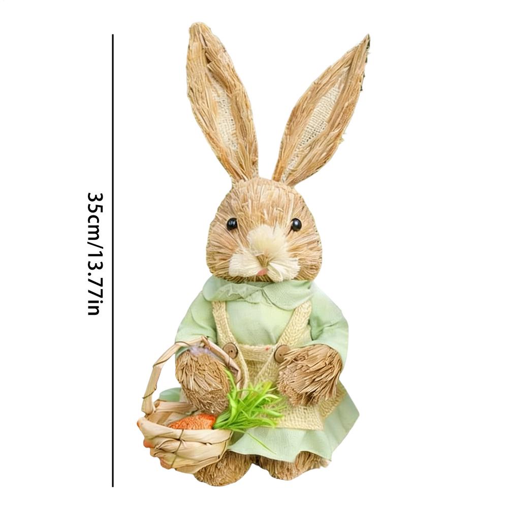 Easter Bunny Ornament 35cm Hand Woven Straw Easter Bunny Ornament Standing Easter Bunny Decoration Cute Spring Ornament