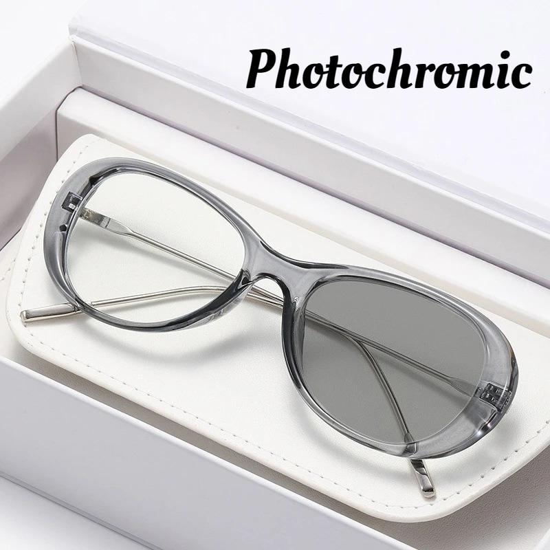 

Neutral Fashion Photochromic Myopia Glasses Retro Oval High-definition Glasses Men and Women Senior Luxury Myopia Glasses -4.0 0 сірий