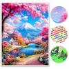 Diamond Painting Set  DIY 5D Full Diamond Mt. Fuji Cherry Blossom Landscape Crafts for Home Wall Decoration