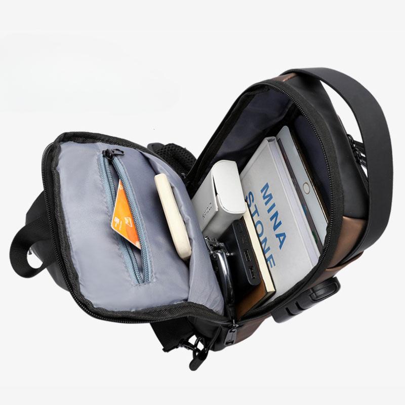 Password Lock Anti-theft USB Men's Bag Men's Chest Bag Casual Sports Travel Backpack Shoulder Crossbody Bag Men Motorcycle Bags
