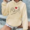 Damen Herbst und Winter Warm Locker Lässig Hund High Five Muster Gedruckt Langarm Kapuzenpullover Kostenlose Kleidung Ausverkauf