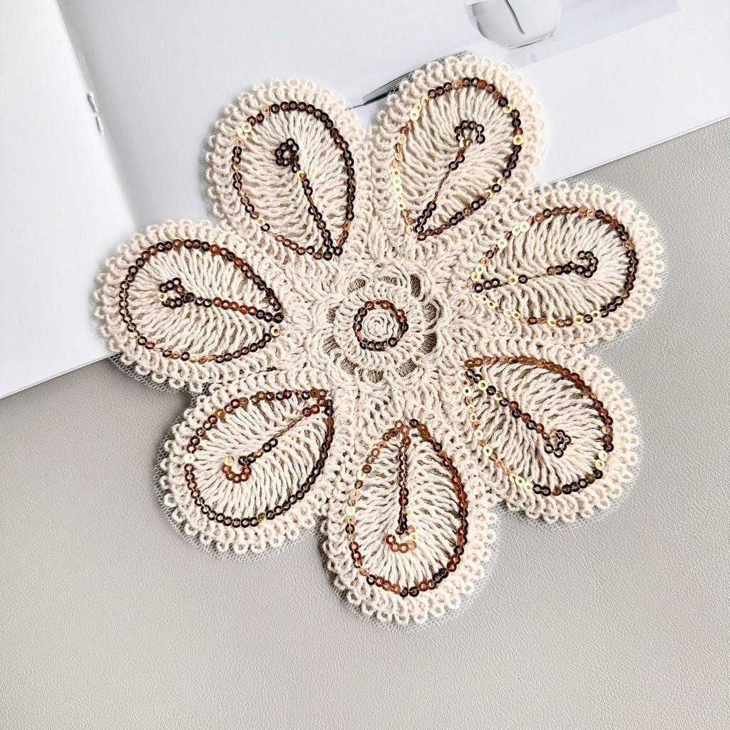 Mesh Cotton Thread Woven Sequins Flower Patch Clothing Top Sweater T-Shirt Decorative Cloth Sticker Accessories
