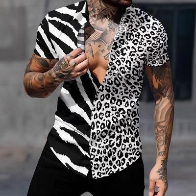 Men's Geometric 3D Print Short-Sleeve Casual Shirt