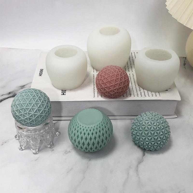 3D Striated Sphere Silicone Candle Mold DIY Aromatherapy Plaster Soap Clay Mould Handmade Epoxy Resin Mold Party Home Decor Gift