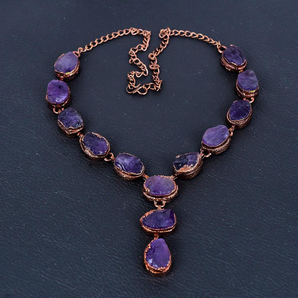 Amethyst Necklace, Gemstone Copper Electroformed Jewelry Necklace, Handmade Jewelry, For Anniversary Gift