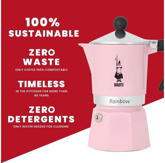 Кофеварка Bialetti Primavera Rainbow на 6 чашек розовый (6546)