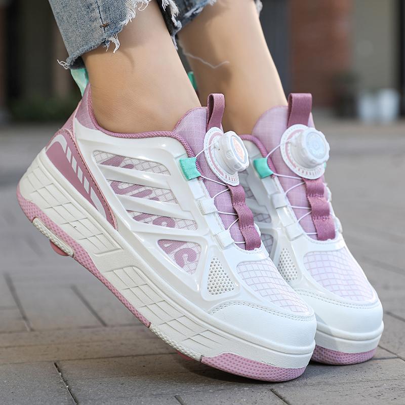 Vaikiški keturračiai sportiniai batai riedučiais Kaip plokščiapadžiai sportiniai batai Riedlenčių batai Sportiniai batai Moteriški riedučių batai