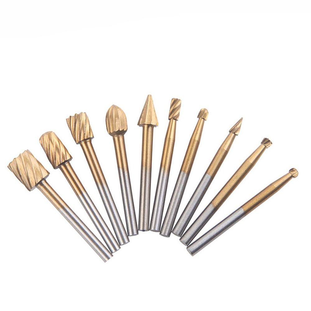 Coated High Speed Steel Engraving File Wood Drill Bit Milling Cutter Set Wood Carving Tools Rotary Burrs Tool Drill Bits Kits