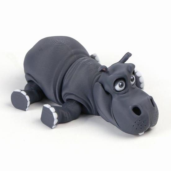3D Printed Simulation Hippopotamus Figurine Movable Joints Hippo Statue River Horse Sculpture Educational Toy Animal Model Decoration Ornament