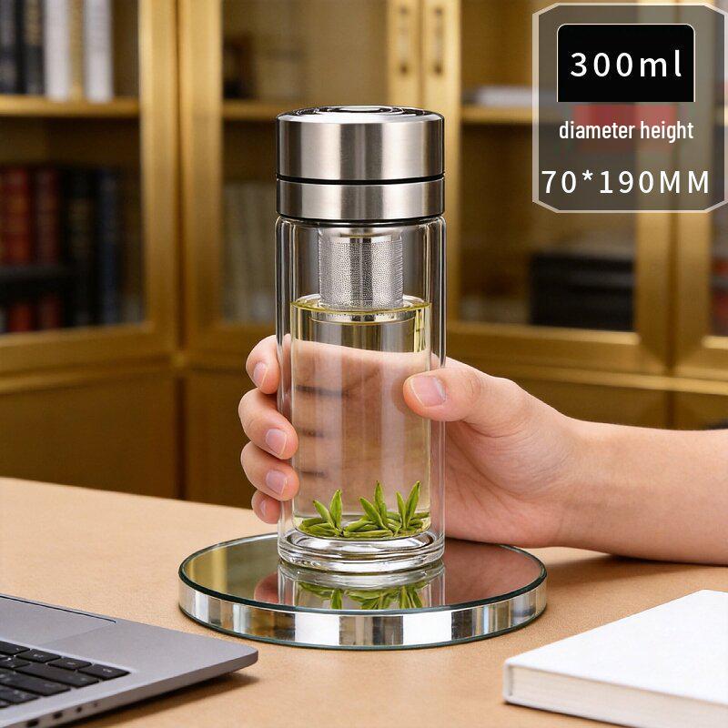 2026 Quick-Open High-Temp Resistant Glass Tea Infuser Cup with Large Capacity and Steel Lid