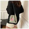 Cute nylon messenger bucket bag versatile dopamine leisure bag travel storage bag cartoon embroidery bag