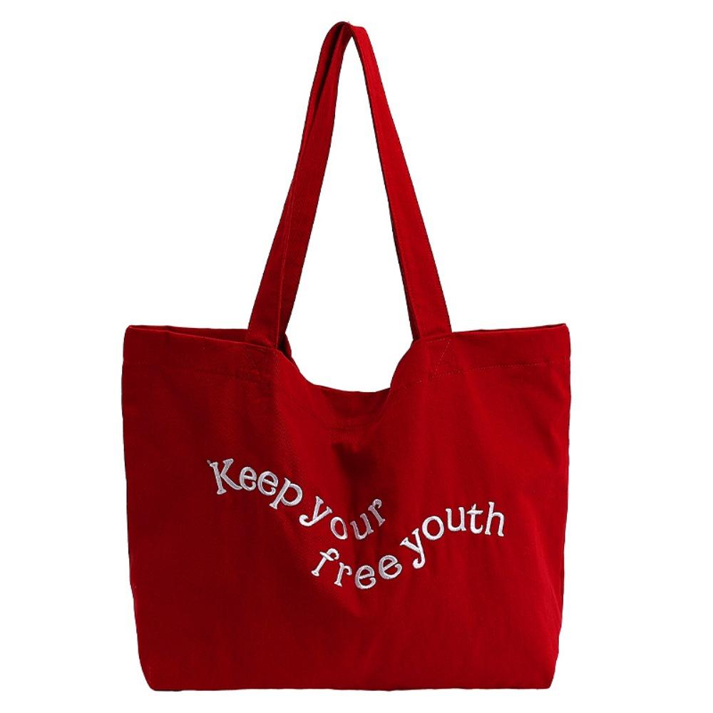 Casual Canvas Totes Bag Solid Color Women's Handbag Fashion Letters Shoulder Bag  Girls