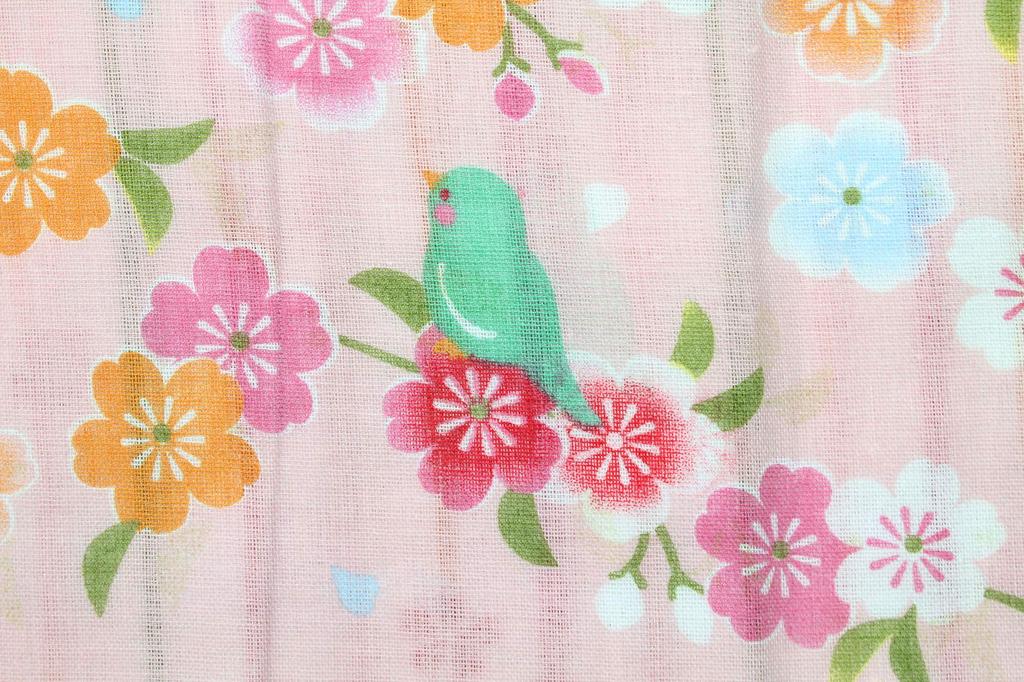 Kurochiku Gauze Tenugui Cherry Blossoms and Birds Double-Sided (Cloth Cloth) -