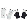 Winter Warm Gloves Fluffy Animal Mittens Plush Panda Half Finger Gloves with Flip Top Warm Gloves for Cold Weather