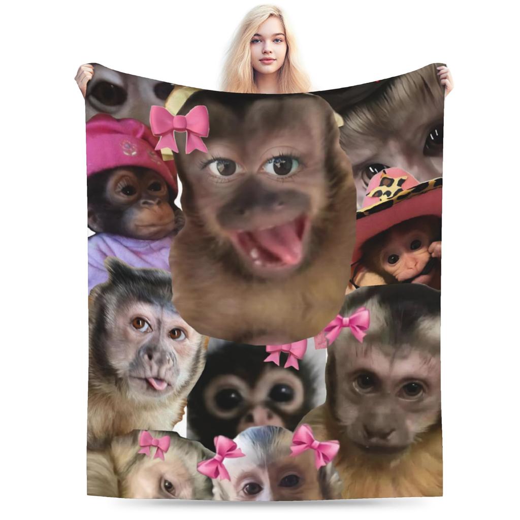 Funny Monkey Cartoon Gift Blanket For Men Women Super Soft Warm  Throw Blankets for Sofa 50x60 Inches Multi-size