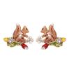 Mori sweet and delicate small fragrant wind drop glaze three-dimensional cute little squirrel stud earrings women's high-end versatile earrings
