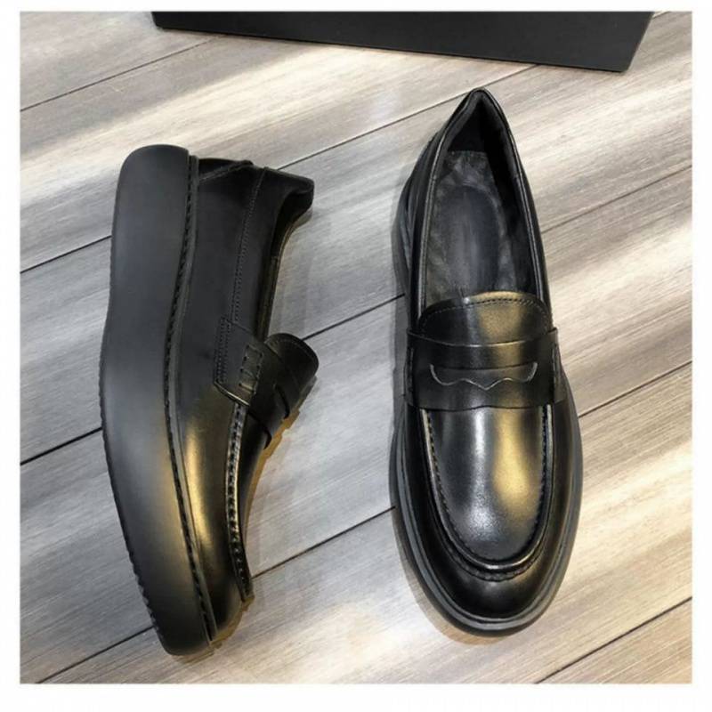 European King Foot Shoes Light Thick Sole Heightening Muffin Casual Cowhide Shoes Men'S One-Pedal Loafers