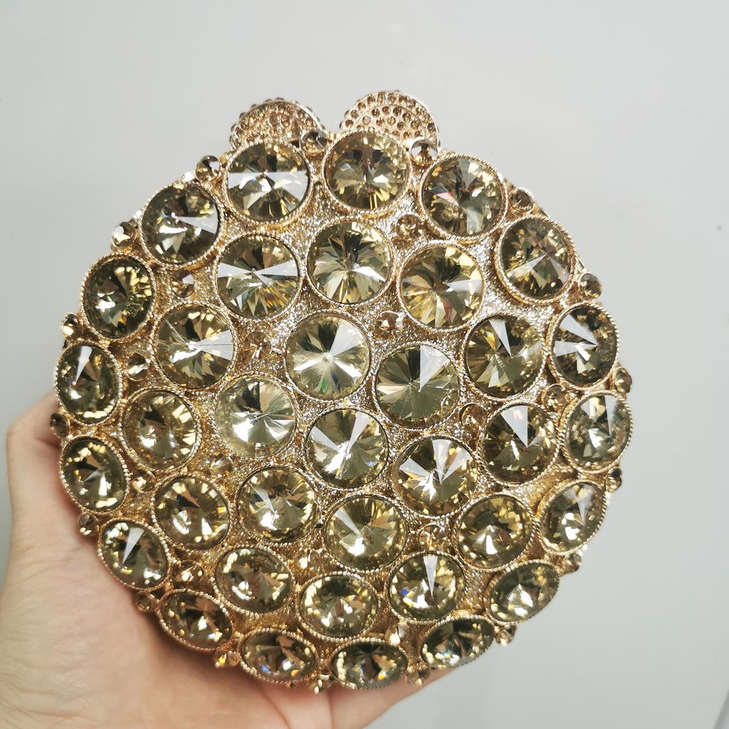 WHTUOHENG runde grüne Diamantkristall Abend-Clutch Tasche Strass Handtasche Luxus Damen Party Abschlussball Geldbörse Mit Steinen Clutches